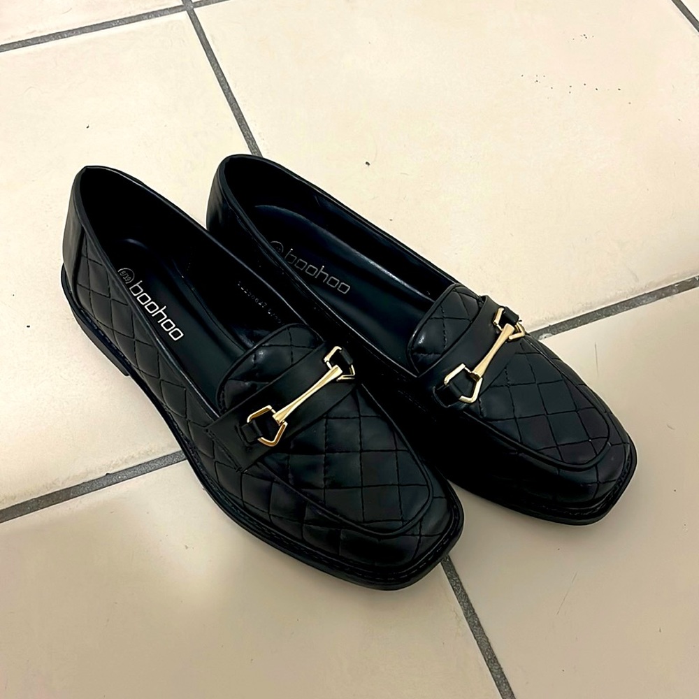 Black Faux Leather Loafers